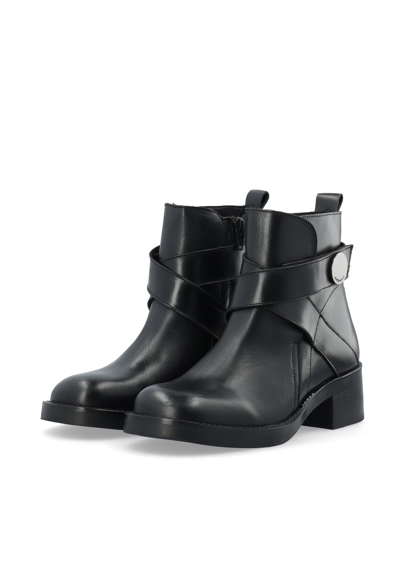 CASHOTT CASJOSEFINE Zip Boot Leather Zip Boot Black