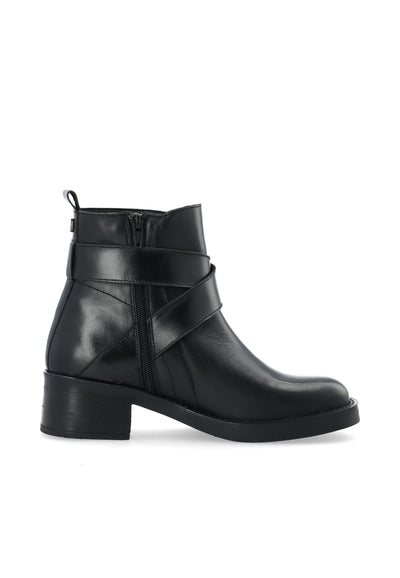 CASHOTT CASJOSEFINE Zip Boot Leather Zip Boot Black