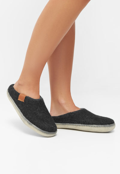 CASHOTT CASLAURA House Slip on Shoe Wool Homeshoes Black