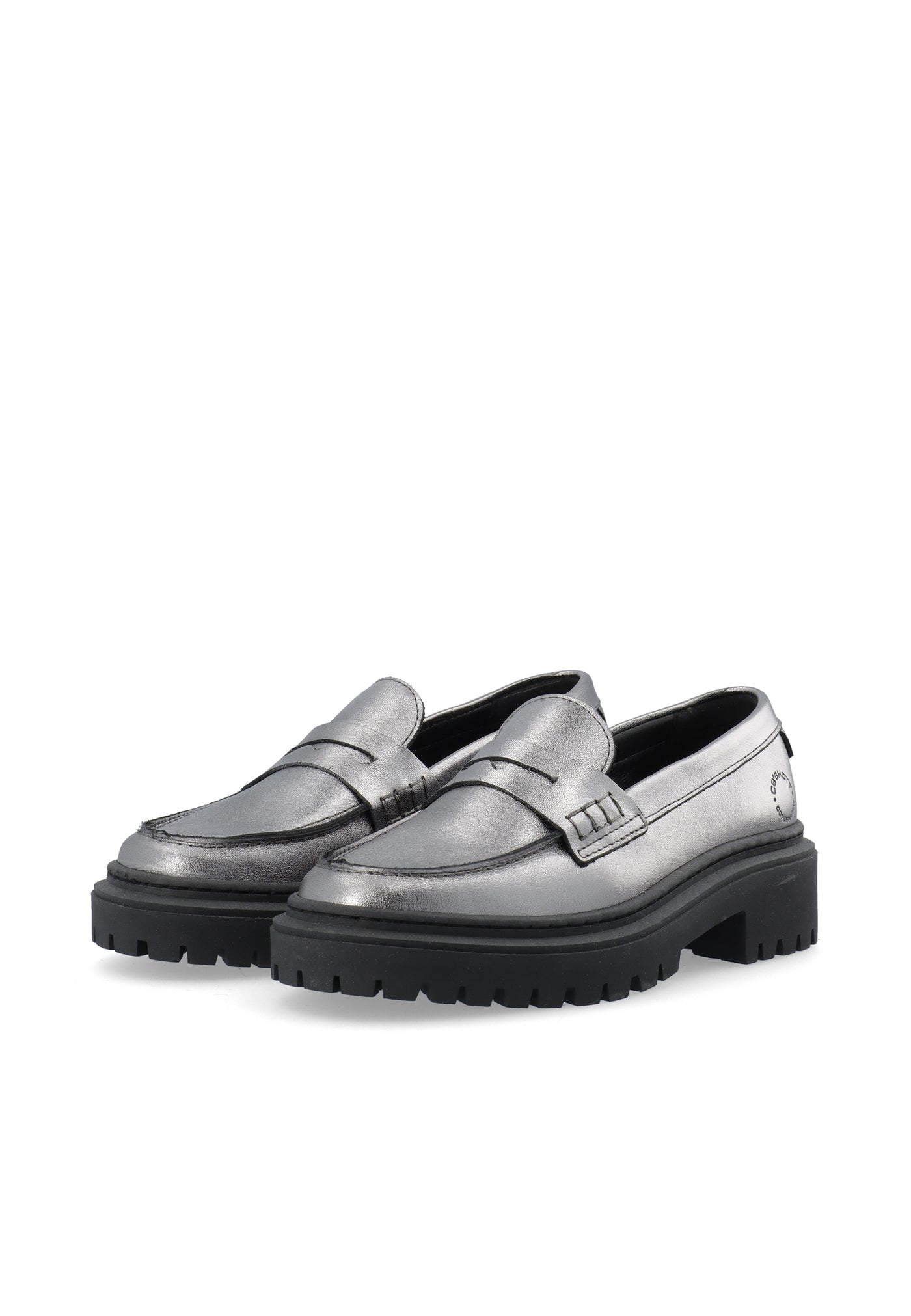 CASHOTT CASLEA Loafer Metallic Leather Loafers Grey Metallic