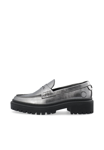 CASHOTT CASLEA Loafer Metallic Leather Loafers Grey Metallic