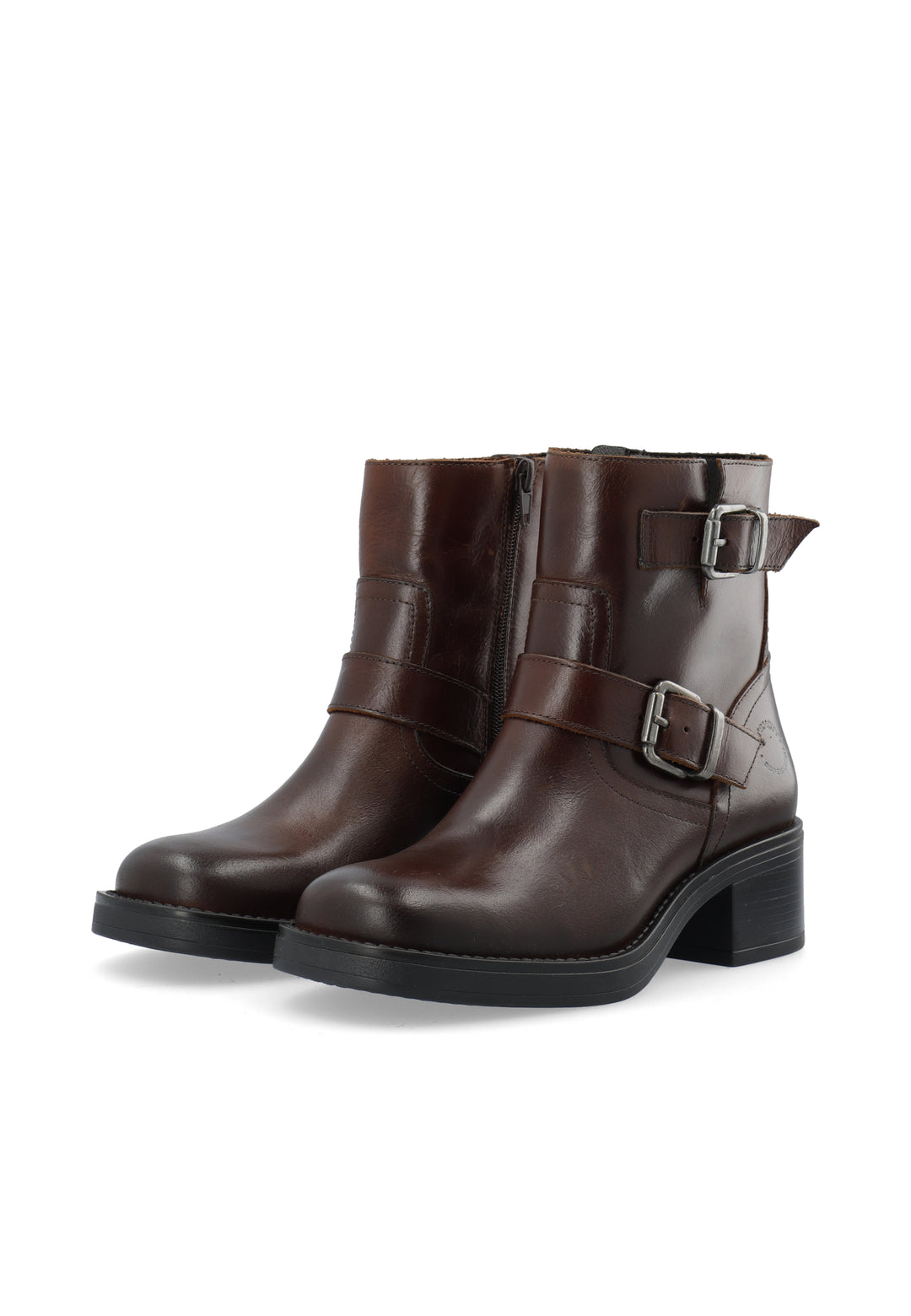 CASHOTT CASRIKKE Biker Boot W. Inside Zip Pull Up Leather Biker Coffee