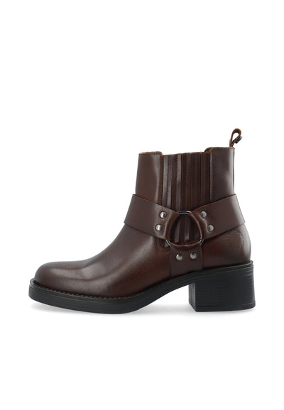 CASHOTT CASRIKKE Chelsea Biker Boot Pull Up Leather Biker Coffee