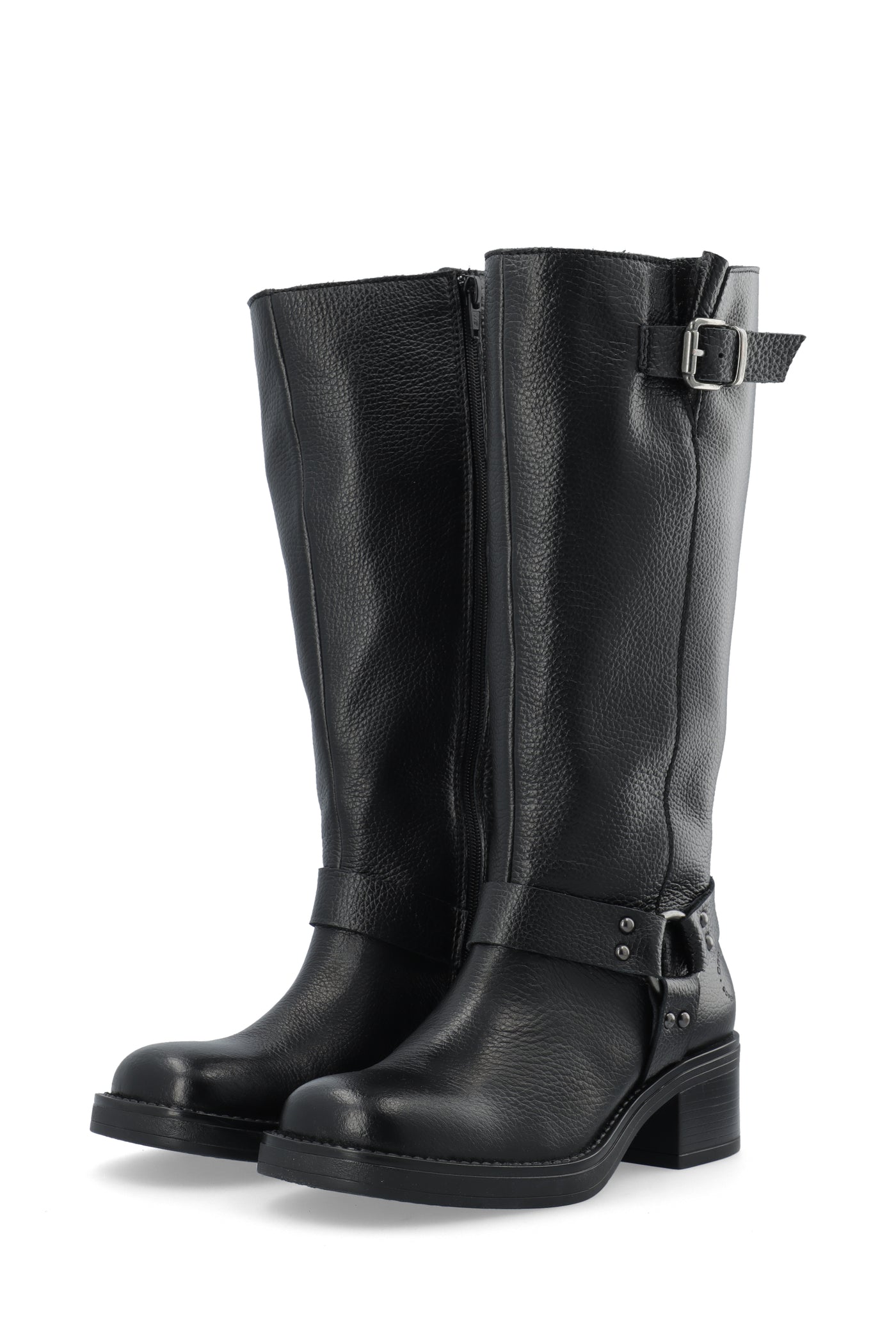 CASHOTT CASRIKKE Tall Biker Boot Leather Biker Black