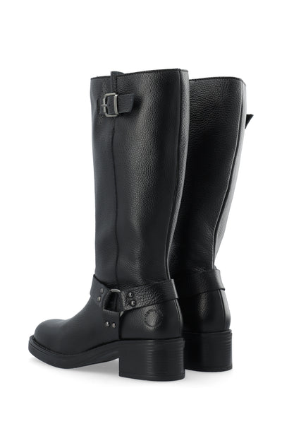 CASHOTT CASRIKKE Tall Biker Boot Leather Biker Black