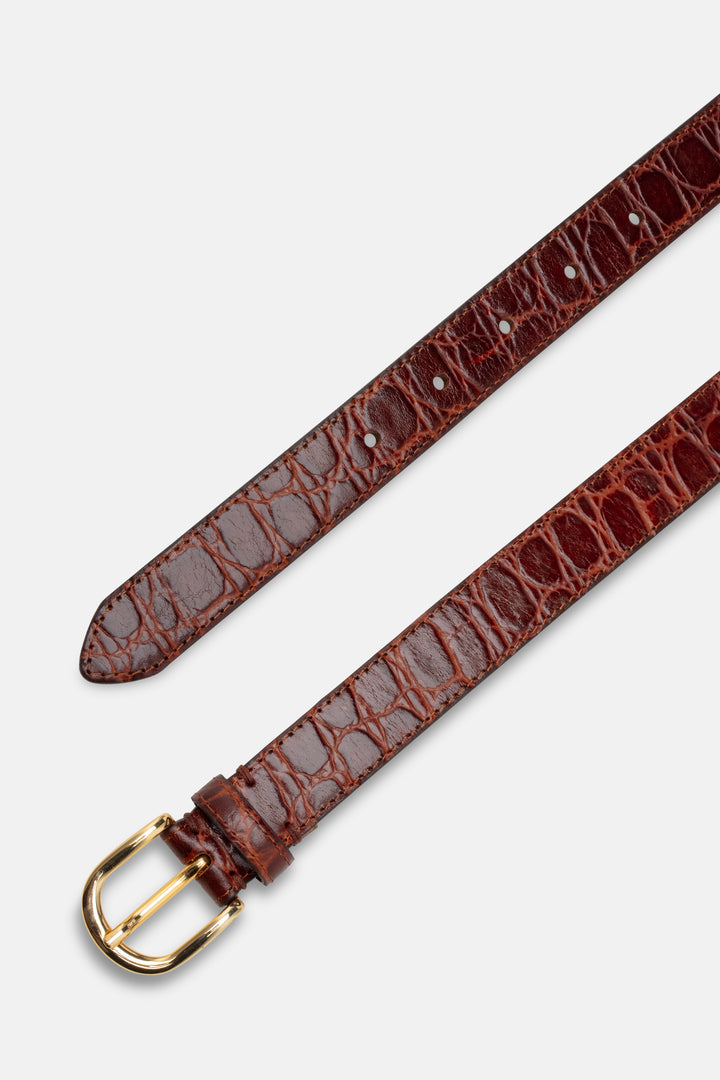 CASHOTT CASVERA Croco Belt Leather Belt Dark Brown