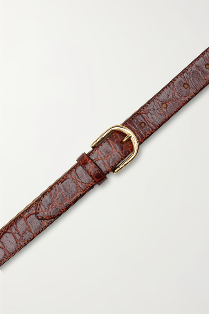 CASHOTT CASVERA Croco Belt Leather Belt Dark Brown