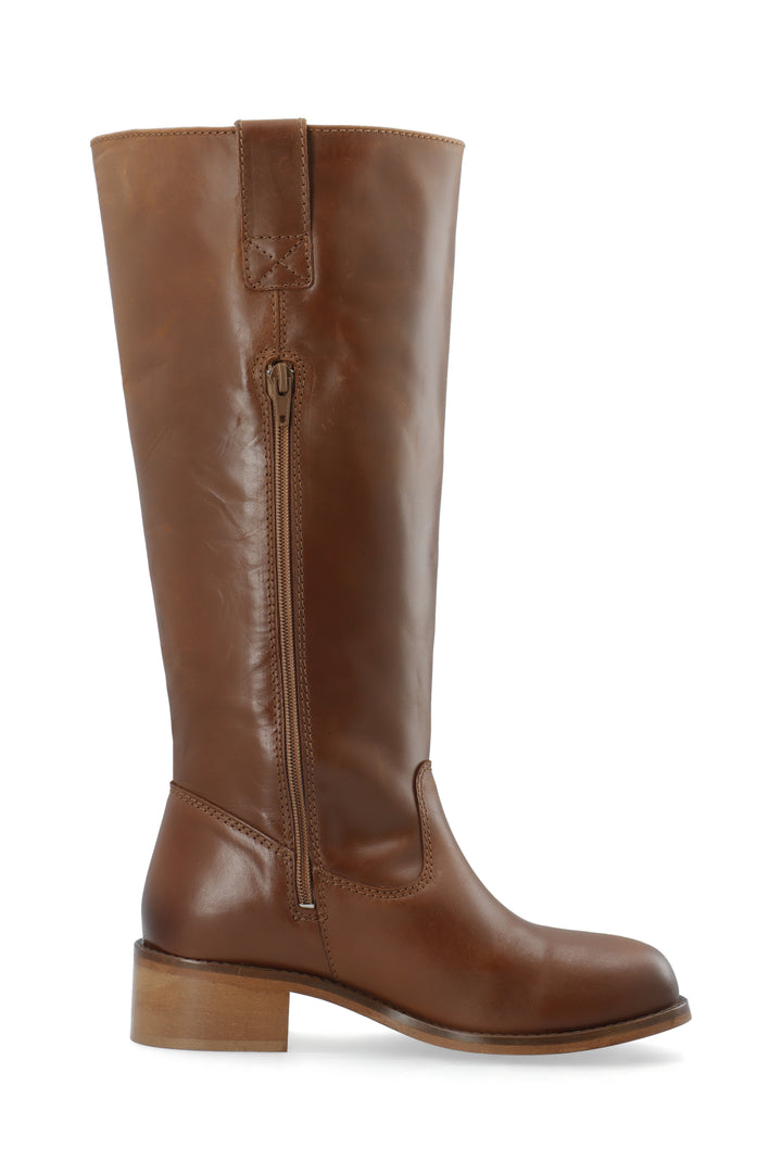 CASHOTT CASVILMA HIGH SHAFT BOOT - Stone Leather *Zip Boot Cognac