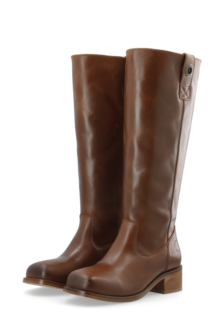 CASHOTT CASVILMA HIGH SHAFT BOOT - Stone Leather *Zip Boot Cognac