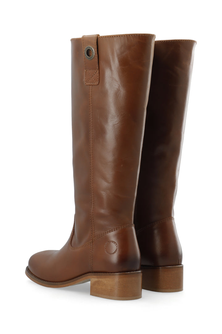 CASHOTT CASVILMA HIGH SHAFT BOOT - Stone Leather *Zip Boot Cognac