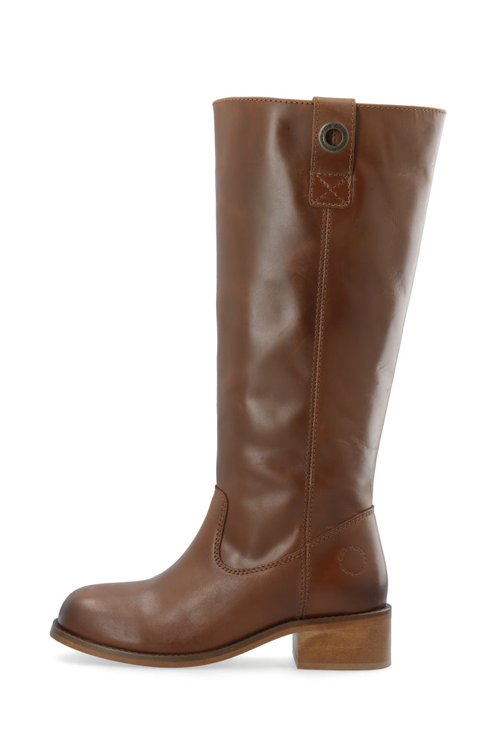CASHOTT CASVILMA HIGH SHAFT BOOT - Stone Leather *Zip Boot Cognac