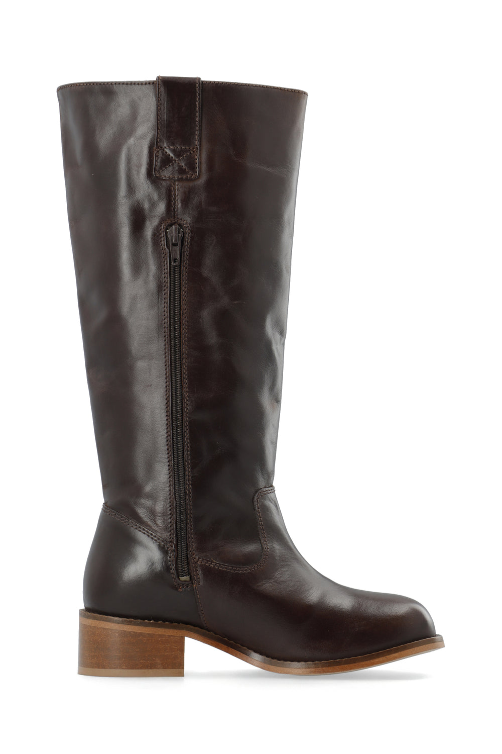 CASHOTT CASVILMA HIGH SHAFT BOOT - Stone Leather *Zip Boot Dark Brown
