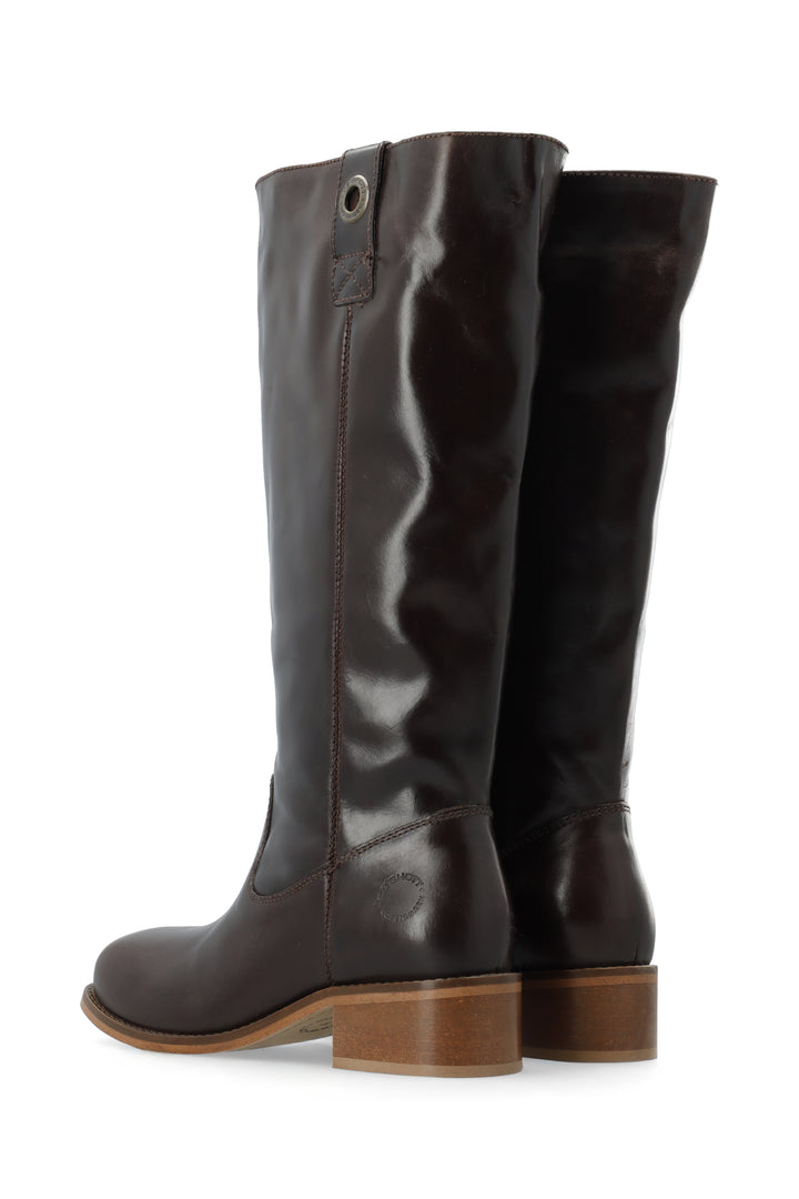 CASHOTT CASVILMA HIGH SHAFT BOOT - Stone Leather *Zip Boot Dark Brown