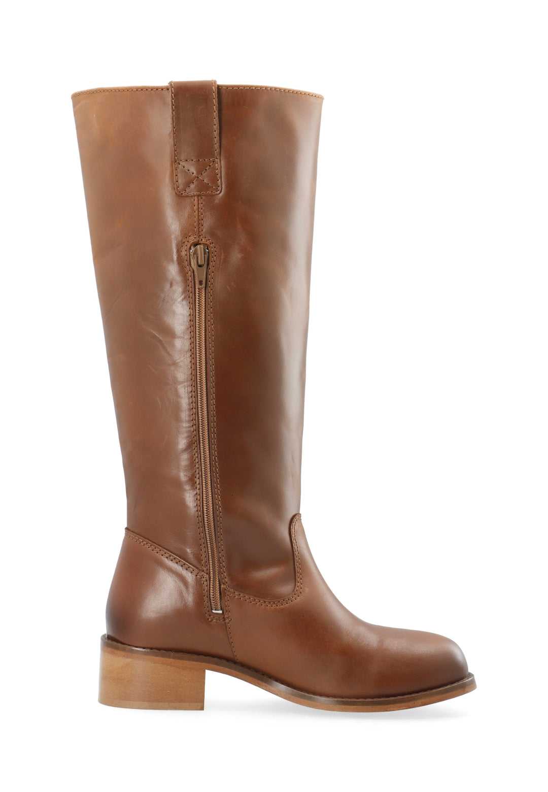 CASHOTT CASVILMA HIGH SHAFT BOOT - Stone Leather *Zip Boot Cognac