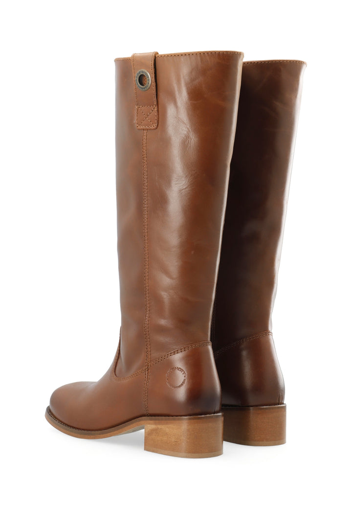 CASHOTT CASVILMA HIGH SHAFT BOOT - Stone Leather *Zip Boot Cognac