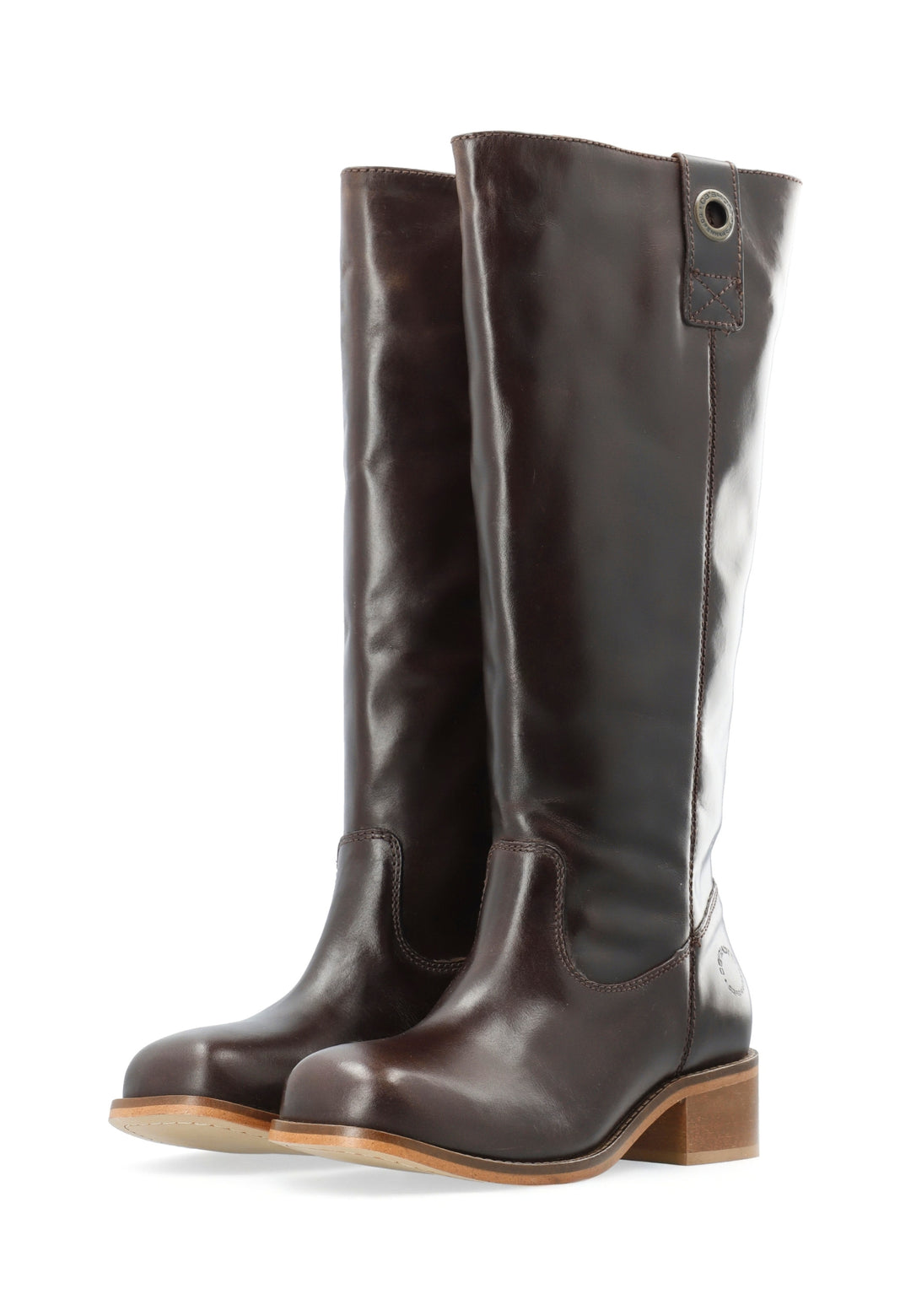 CASHOTT CASVILMA HIGH SHAFT BOOT - Stone Leather *Zip Boot Dark Brown
