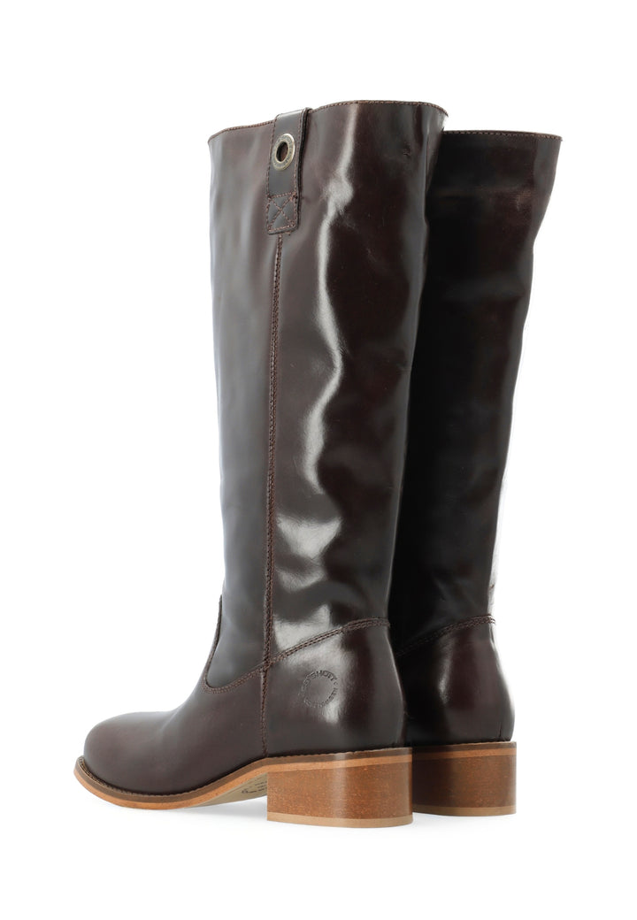 CASHOTT CASVILMA HIGH SHAFT BOOT - Stone Leather *Zip Boot Dark Brown