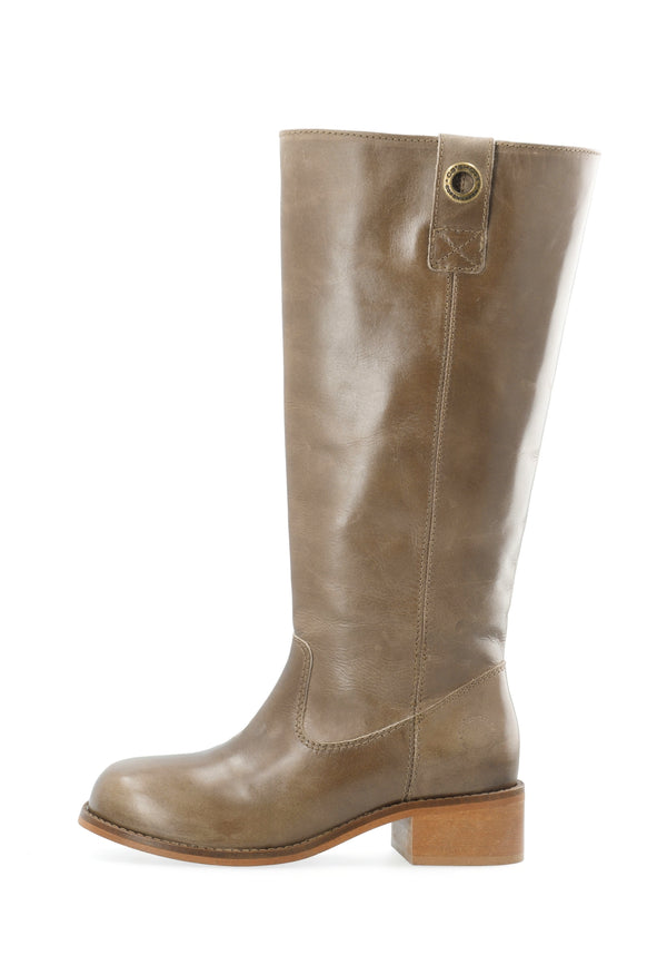 CASHOTT CASVILMA HIGH SHAFT BOOT - Stone Leather *Zip Boot Taupe