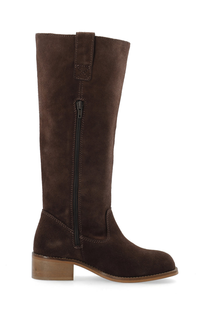 CASHOTT CASVILMA HIGH SHAFT BOOT - Suede *Zip Boot Dark Brown