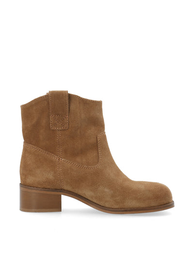 CASHOTT CASVILMA Pull On Low Cut Boot Suede Ankle Boots Toffee