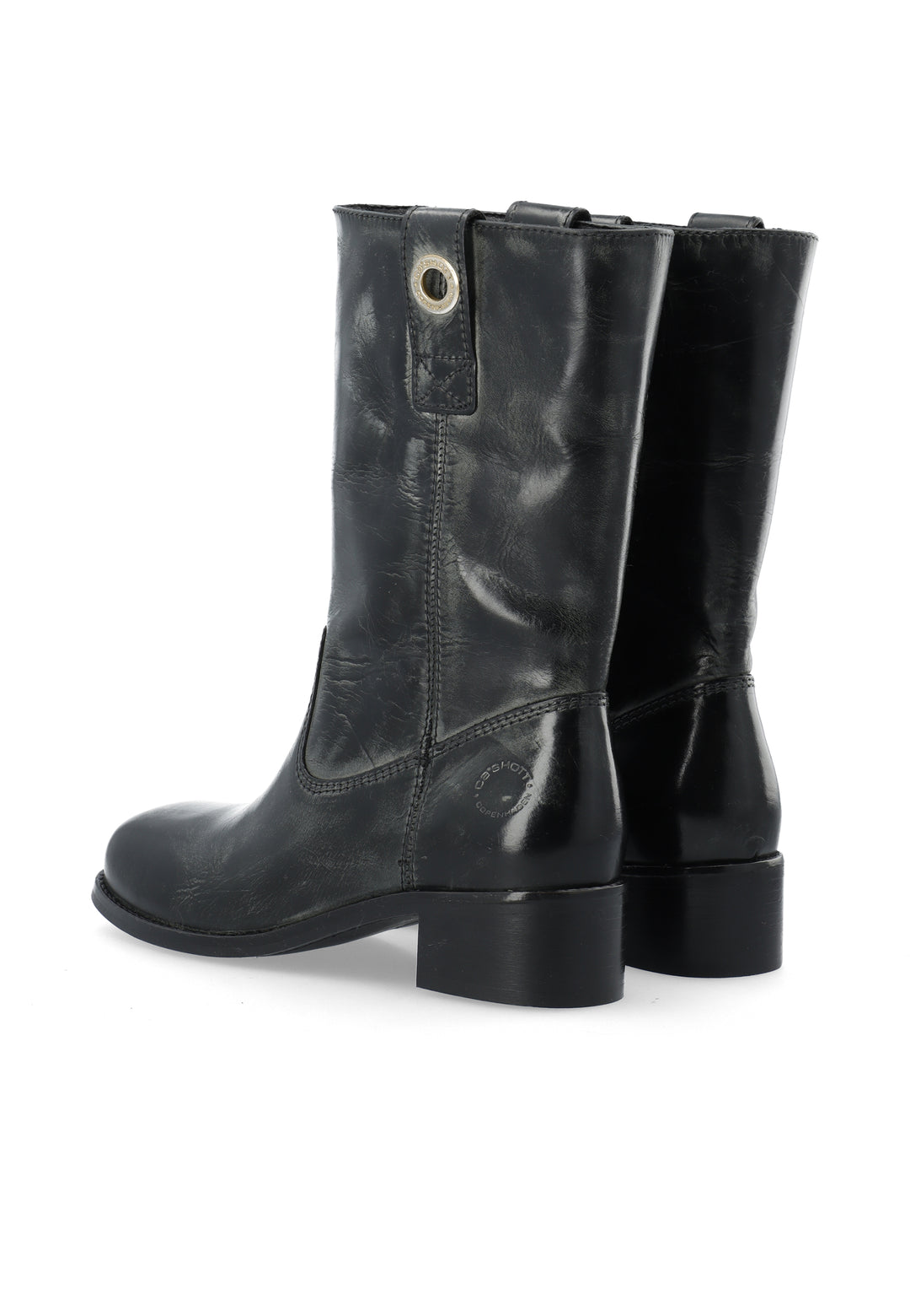 CASHOTT CASVILMA MID CUT BOOT WAXY LEATHER Pull On Black