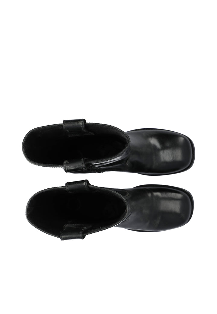 CASHOTT CASVILMA MID CUT BOOT WAXY LEATHER Pull On Black