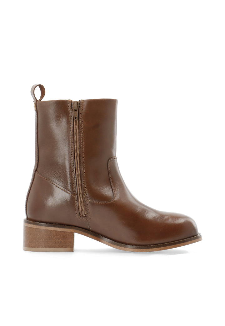 CASHOTT CASVILMA ZIP BOOT - Leather *Zip Boot Cognac