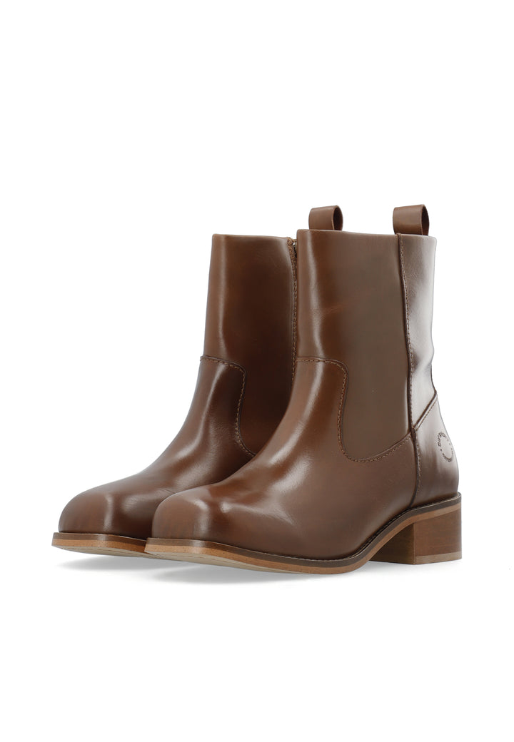 CASHOTT CASVILMA ZIP BOOT - Leather *Zip Boot Cognac