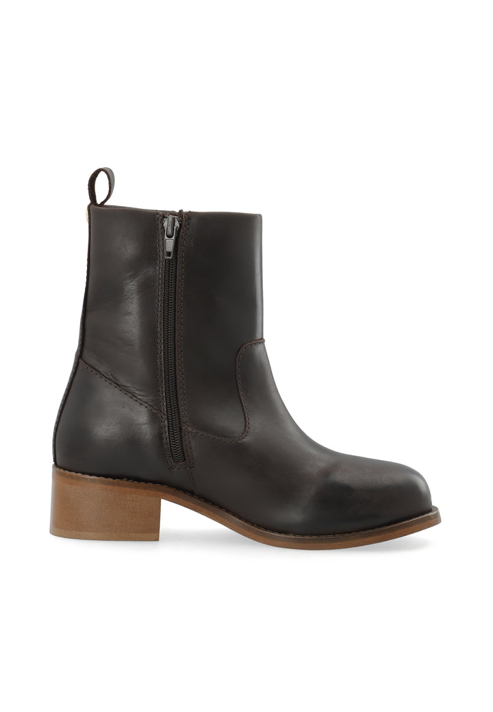 CASHOTT CASVILMA ZIP BOOT - Leather *Zip Boot Dark Brown