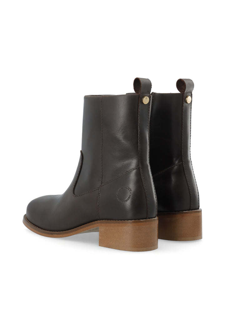 CASHOTT CASVILMA ZIP BOOT - Leather *Zip Boot Dark Brown