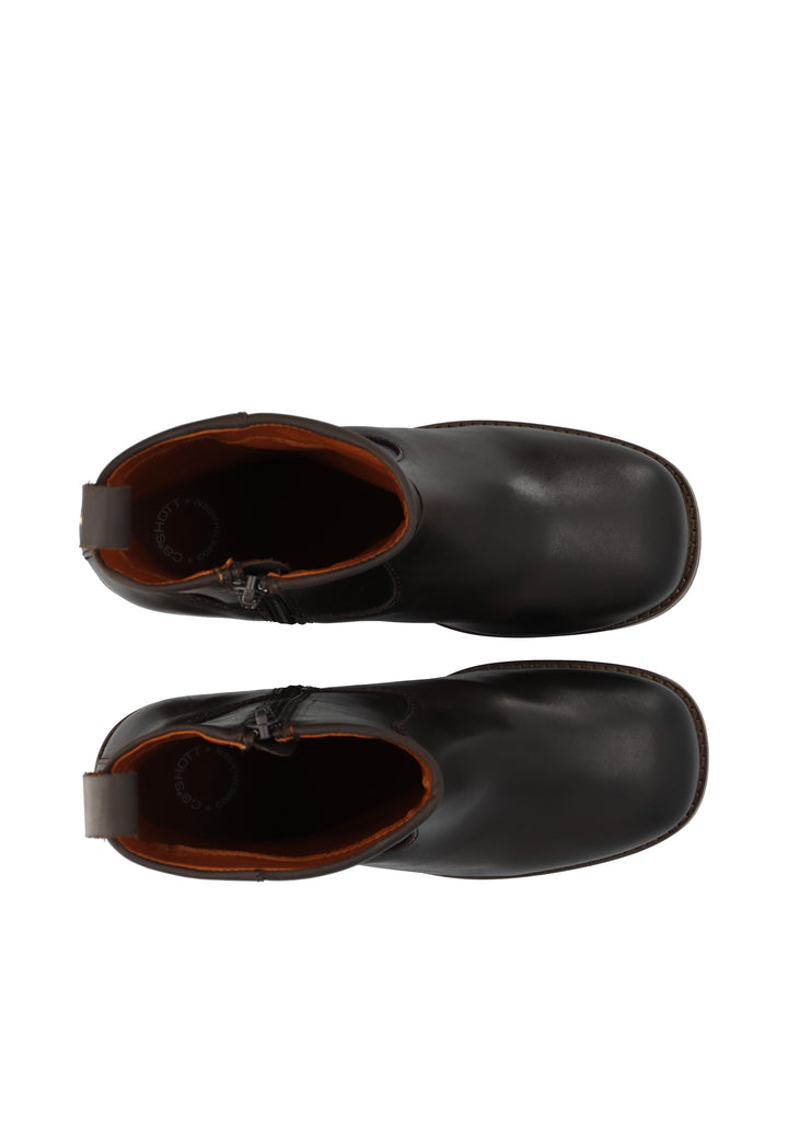 CASHOTT CASVILMA ZIP BOOT - Leather *Zip Boot Dark Brown