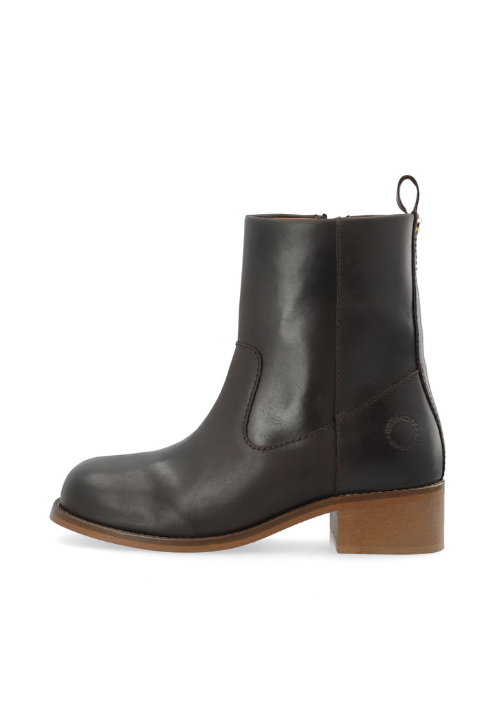 CASHOTT CASVILMA ZIP BOOT - Leather *Zip Boot Dark Brown
