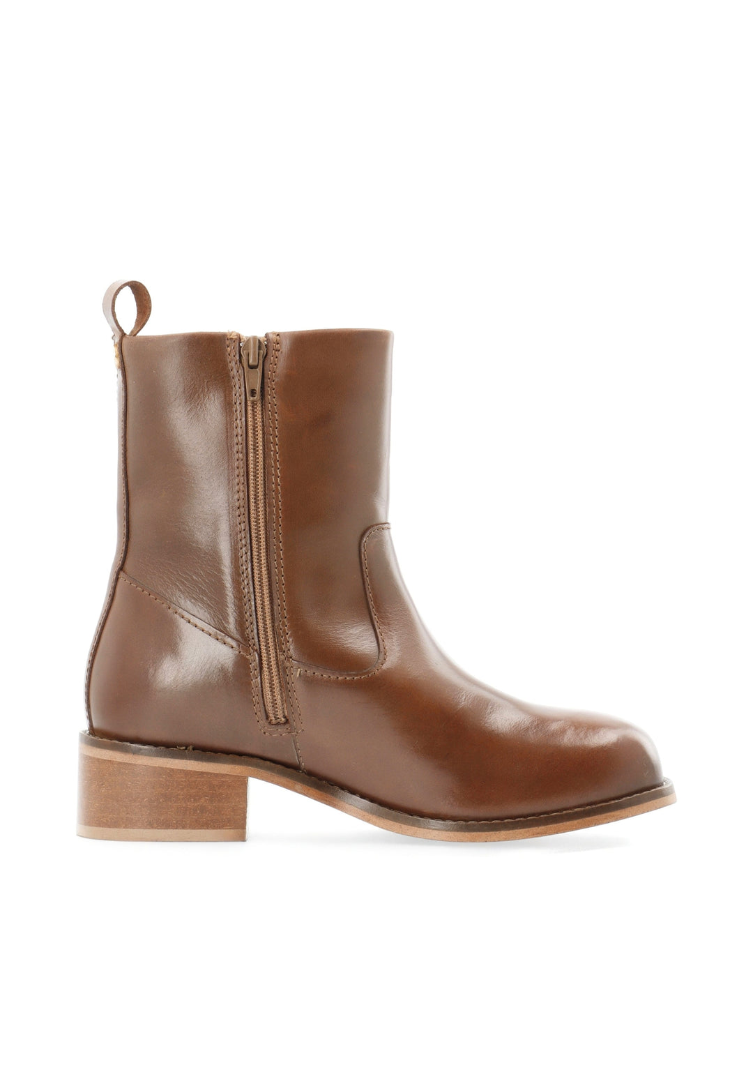 CASHOTT CASVILMA ZIP BOOT - Stone Leather *Zip Boot Cognac