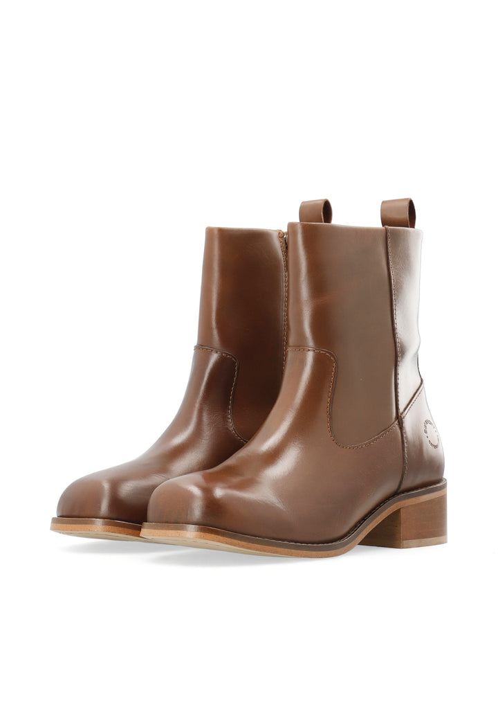 CASHOTT CASVILMA ZIP BOOT - Stone Leather *Zip Boot Cognac