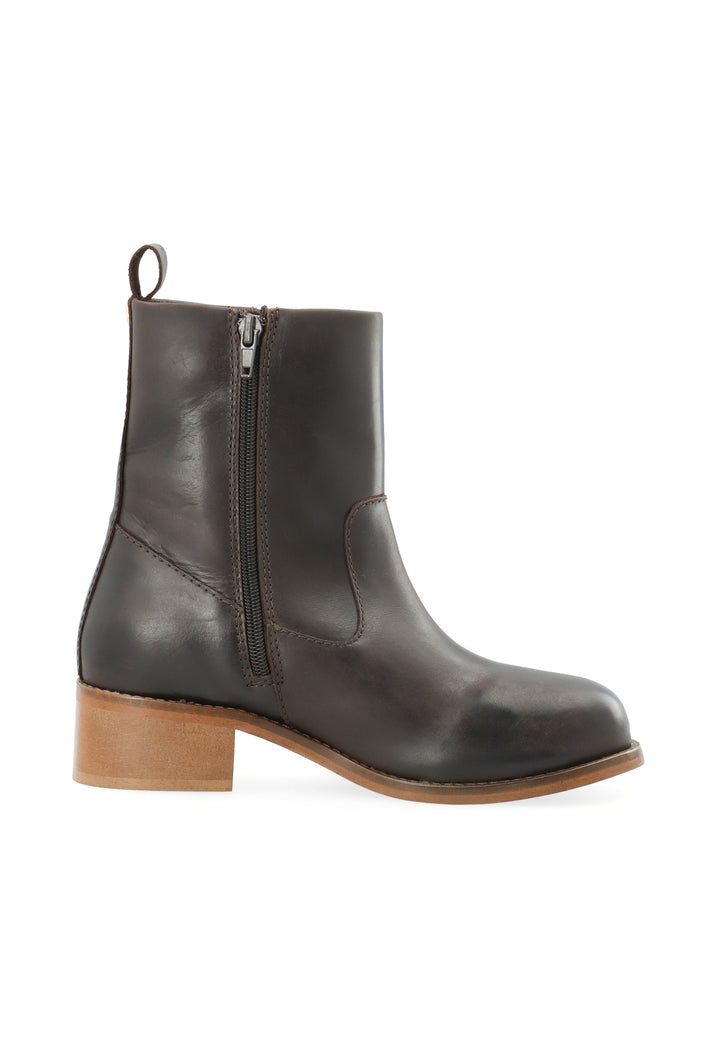 CASHOTT CASVILMA ZIP BOOT - Stone Leather *Zip Boot Dark Brown
